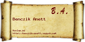 Benczik Anett névjegykártya