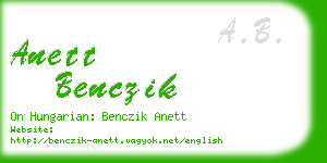 anett benczik business card